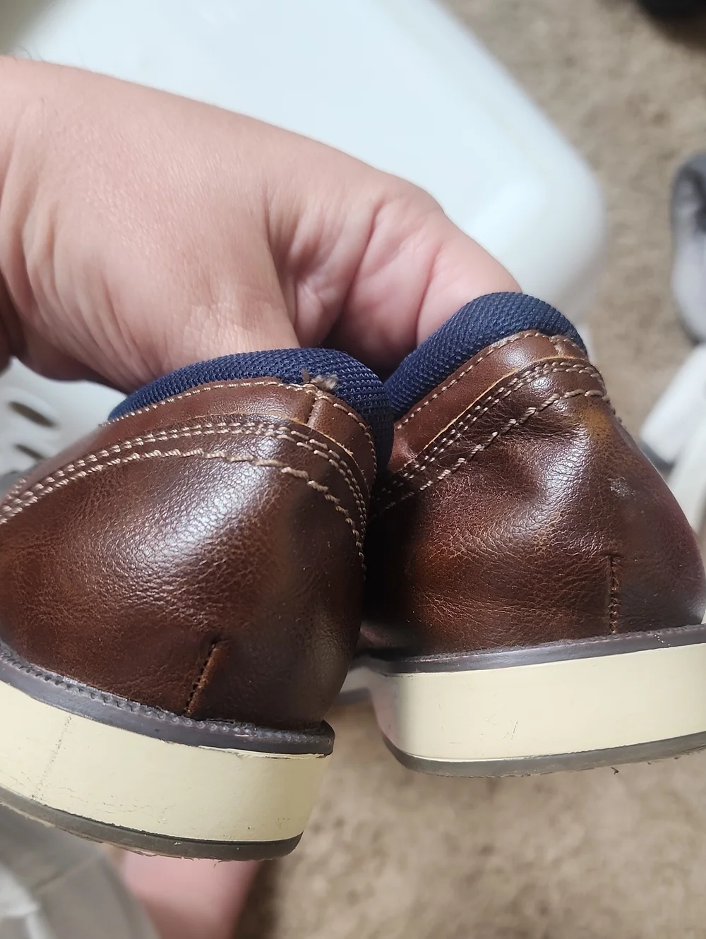 5M Boys Brown Faux Leather Lace-Up Shoes - Classic Derby Style